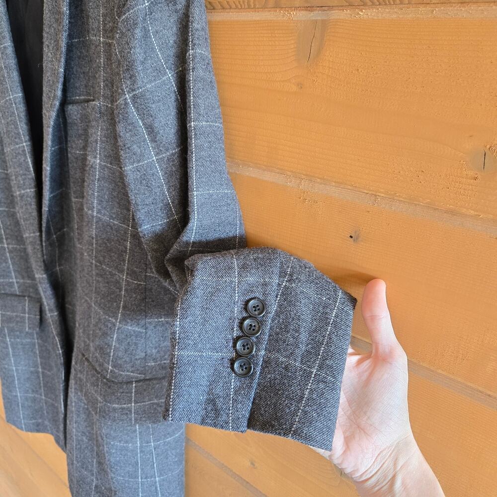 Equipment James Blazer Jacket Gray Windowpane Wool Coat Preppy Workwear Preppy - Picture 4 of 6